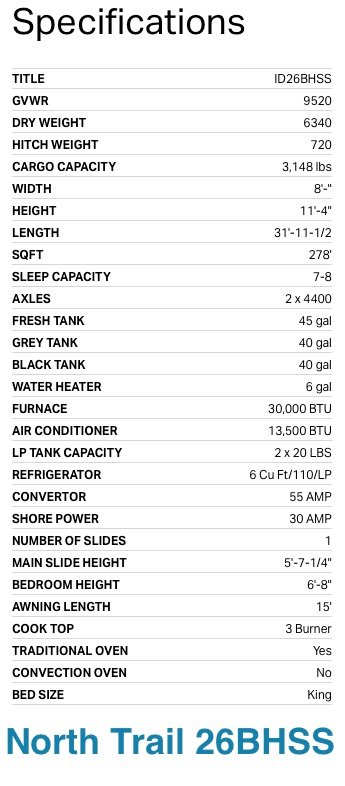 26BHSS S5000 Specs